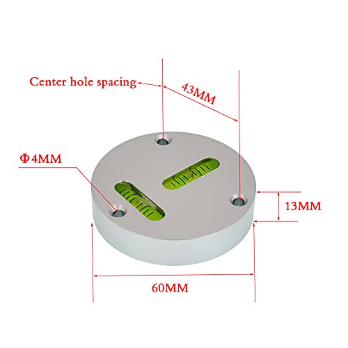 Metal round horizontal bubble T-type two-way level instrument metal level diameter 60mm accuracy 5 ′ / 2mm (silvery)