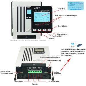 SOLAFANS 48V 65A MPPT Solar Controller auto Wake up Dead Battery DC150V 12V 24V 48V Auto Max PV Input 3560W for Selectable Batteries