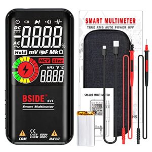 BSIDE Digital Multimeter Color LCD 3 Results Display 9999 Counts Voltmeter Rechargeable with Smart Mode Capacitance Hz Diode Duty Cycle Voltage Tester