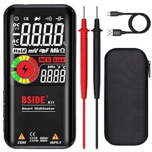 BSIDE Digital Multimeter Color LCD 3 Results Display 9999 Counts Voltmeter Rechargeable with Smart Mode Capacitance Hz Diode Duty Cycle Voltage Tester