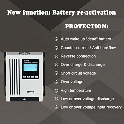 SOLAFANS 96V 65A MPPT Solar Charger 48V 60V 72V Auto Wake Up Dead Battery DC180V PV Input 6600W for Off Gird Solar System Sealed Gel AGM Flooded Lithium Battery