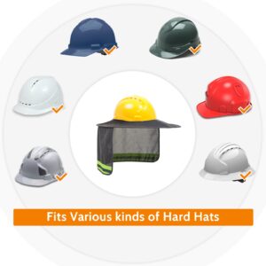 TCCFCCT Hard Hat Sun Shade, Full Brim Mesh Neck Sun Shield, High Visibility Sun Visor Neck Protection and Bandana Headband Face Scarf, Hard Hat Accessories, Hard Hat Not Included, 2 Packs, Grey