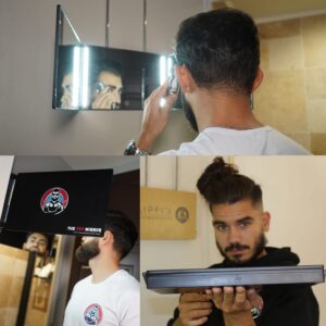 The 360 Mirror for Haircuts for Men with Light - 3 Way Mirror for Self Hair Cutting - Three Way Mirror to Cut Your Own Hair - Barber Mirror Self Haircut Mirror - 3 Sided Mirror to See Back of Head