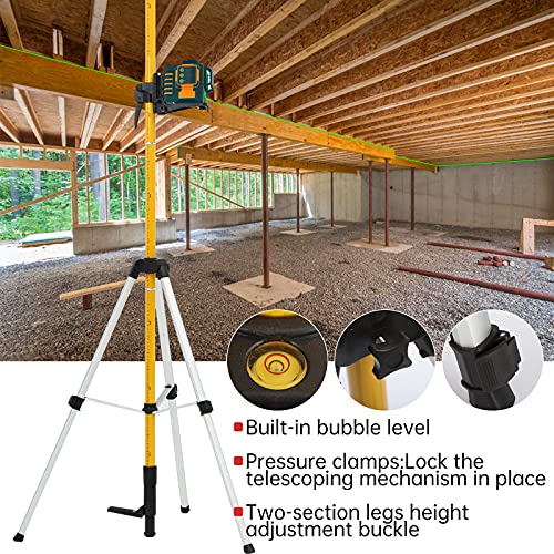 Laser Level Pole, Telescoping Support Pole 12FT/3.7M with Tripod and Mount for Lasers Level of Rotary and Line Lasers (MET-SP3 Pole Without Tripod)