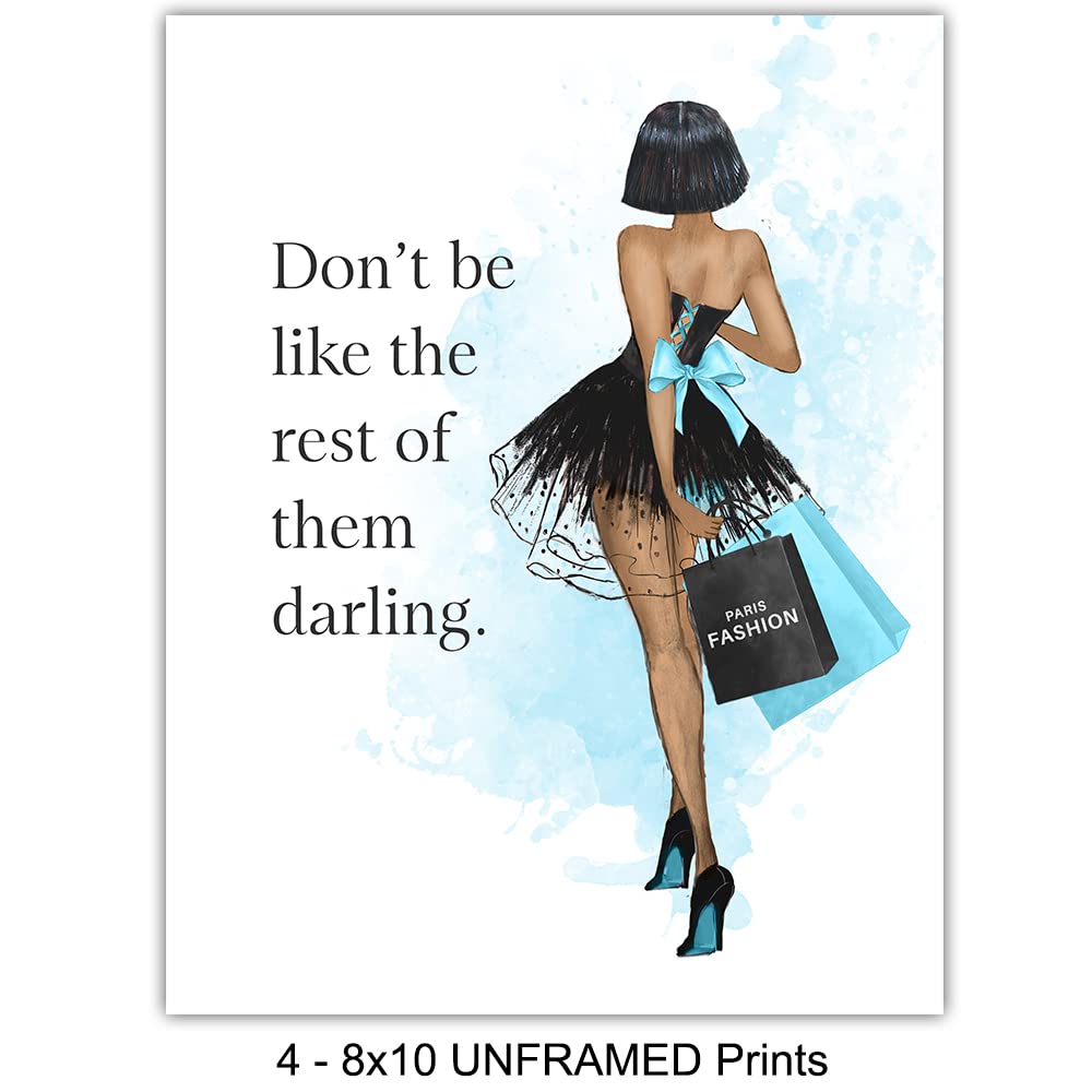 African American Inspirational Quote for Black Women, Girls - Glam High Fashion Design Wall Art - Luxury Gift for Designer Shoes Fan - Light Blue Decor - Home Decoration for Bathroom, Teens Bedroom
