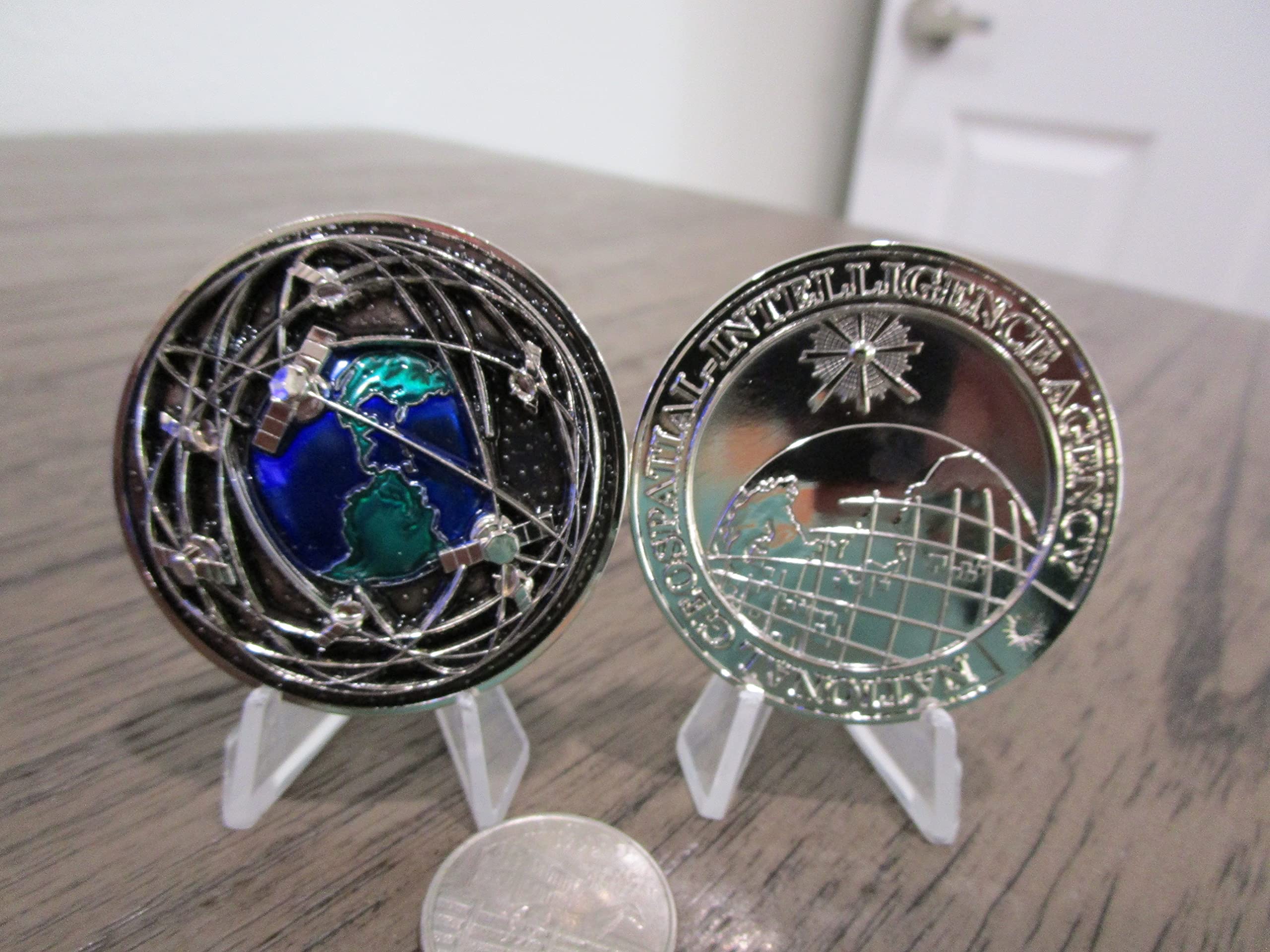 Lot of 3 Intelligence Challenge Coins NGA IC FVEY NSA Five Eyes Intelligence Community Grim Reaper National Geospatial Agency