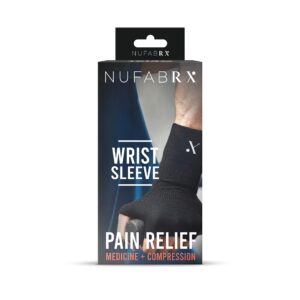 NUFABRX Wrist Compression Sleeve for Pain Relief, Medicine-Infused Hand and Wrist Support Compression Sleeves for Women and Men with Arthritis, Tendonitis and Carpal Tunnel