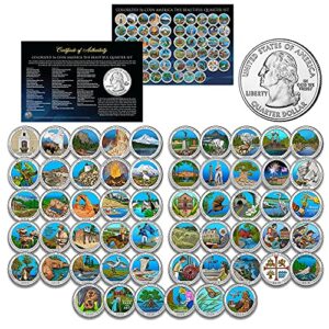 merrick mint america the beautiful parks u.s. quarters colorized 56-coin complete set 2010 thru 2021 with certificate and capsules