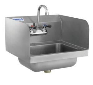kratos 28w-091 nsf commercial hand sink with gooseneck faucet - 9"wx9"dx5"h bowl - 7-3/4" side splashes