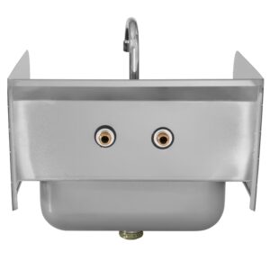 Kratos 28W-091 NSF Commercial Hand Sink with Gooseneck Faucet - 9"Wx9"Dx5"H Bowl - 7-3/4" Side Splashes