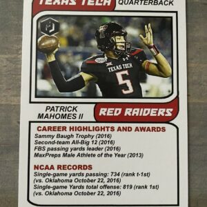 Patrick Mahomes II Rookie Card RC 2016 Future Jerseys College Card Texas Tech Red Raiders KC Chiefs