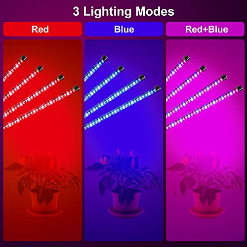 LEBANDWIT Grow Lights for Indoor Plants, LED Clamp Grow Light Auto On/Off 6/9/12H Timer, 10 Dimmable Levels from Seeding to Harvest (4 Heads)