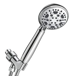 shower head, high pressure 6-setting handheld shower head, astomi chrome showerhead with 71 inches stainless steel hose and adjustable bracket