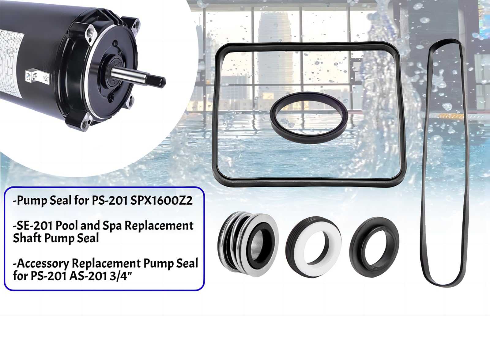 HCLLPS Super Pump Seal Replacement for Hayward Go Kit 3. All 3 Gaskets & Shaft Seal. Fits All SP1600, SP2600 in Regular, X, VSP Models. SPX1600TRA SP1600Z2 PS-201 SPX1600R SPX1600S SPX1600T Pool