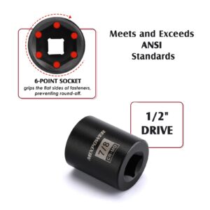 MIXPOWE 19 Piece 1/2-Inch Drive Standard Impact Socket Set, SAE, Shallow, 3/8" to 1-1/2", Cr-Mo Alloy Steel, Radius Corner Design, Impact Grade