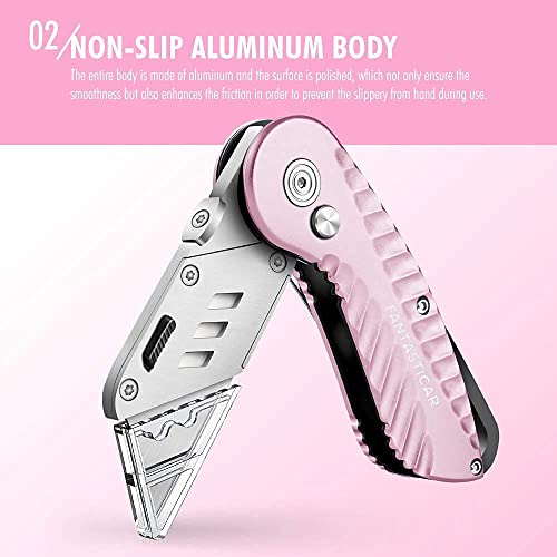 FantastiCAR Pink Utility knife Box cutter with Extra Blades and Multifunctional Pliers Set, Stainless Steel Body and Gift Packaging Box