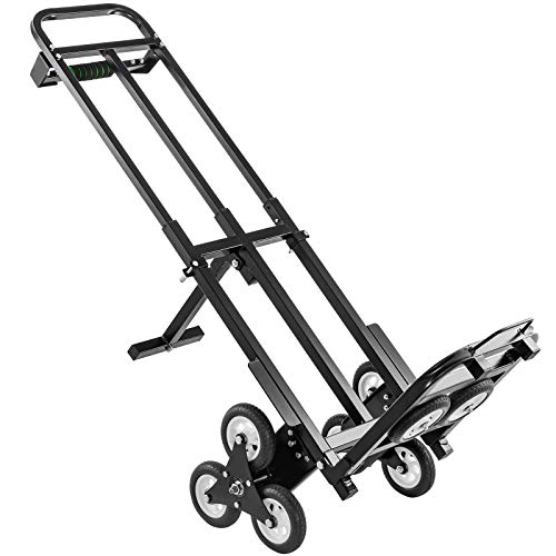 BestEquip Stair Climbing Cart 460lbs Capacity, Portable Folding Trolley with 6 Wheels, Stair Climber Hand Truck with Adjustable Handle for Pulling, All Terrain Heavy Duty Dolly Cart for Stairs