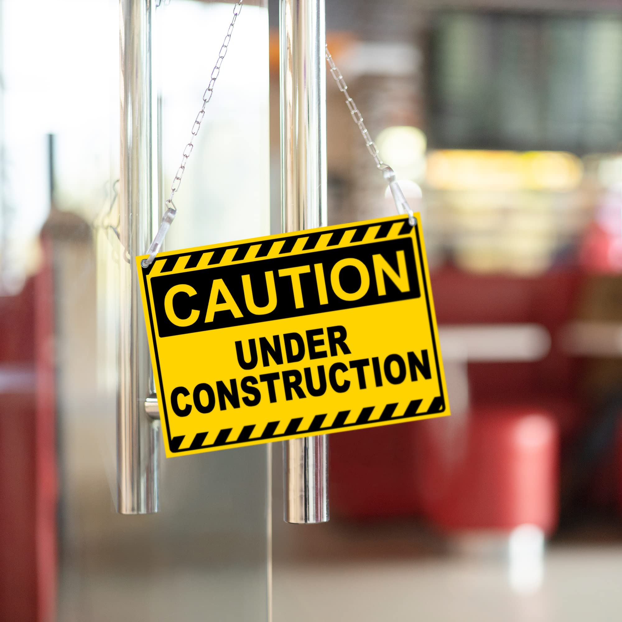 2 PC Under Construction Sign - 12 x 8 Coroplast Caution Area Under Construction Signs with Grommets - Work Zone Signs Caution Construction Zone Sign