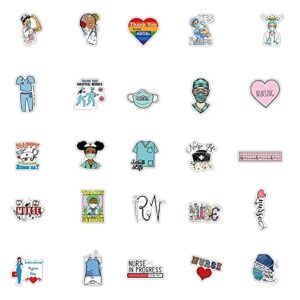 Aowplc 50 Pcs Nurse Stickers, Vinyl Nursing Stickers Decals for Laptops and Water Bottles, Nurse Accessories for Work