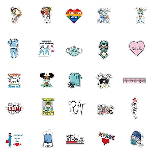 Aowplc 50 Pcs Nurse Stickers, Vinyl Nursing Stickers Decals for Laptops and Water Bottles, Nurse Accessories for Work