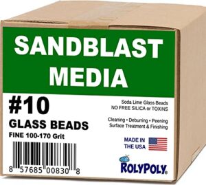 sandblasting media glass beads #10 (10 lbs) 100-170 grit for sandblaster abrasive, blasting gun, sand blast cabinet