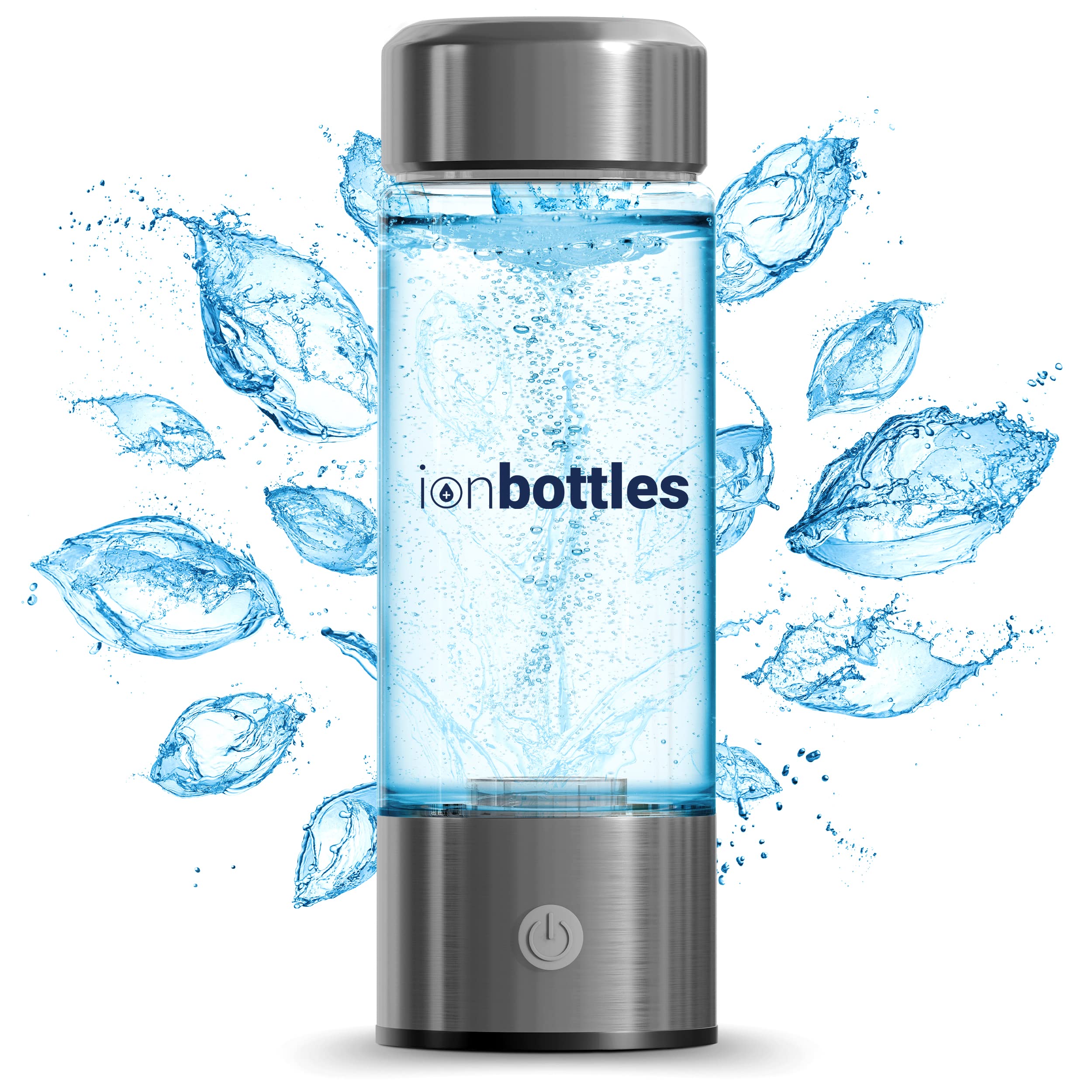 ionBottles® - Original Rechargeable Portable Glass Hydrogen Water Generator Bottle with PEM and SPE Technology for a Perfectly Balanced pH Released Hydrogen Water Ionizer