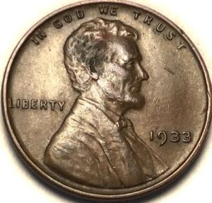 1933 p lincoln wheat cent penny seller about uncirculated