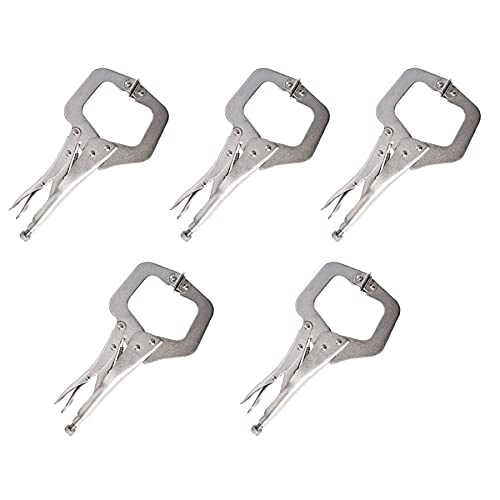 ALL-CARB 5Pcs Locking C-Clamp 11 Inch Welding Vise Grip Locking Pliers Swivel Pad for Home Farm and Automotive