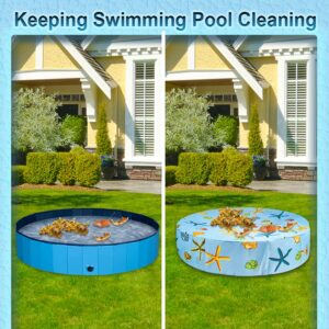 Docuwee Round Pool Cover 32", Foldable Kiddie Solar Cover Fit Dog Swimming Pool, Pets Kids Bath Tub, Inflatable Pool, Anti-UV Dustproof Pool Safety Cover with Starfish Shells Pattern