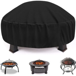 fire pit cover round, fits 44-50 inch firepit or fire bowl, outdoor waterproof patio fire table cover, 48’’ d x 18’’ h