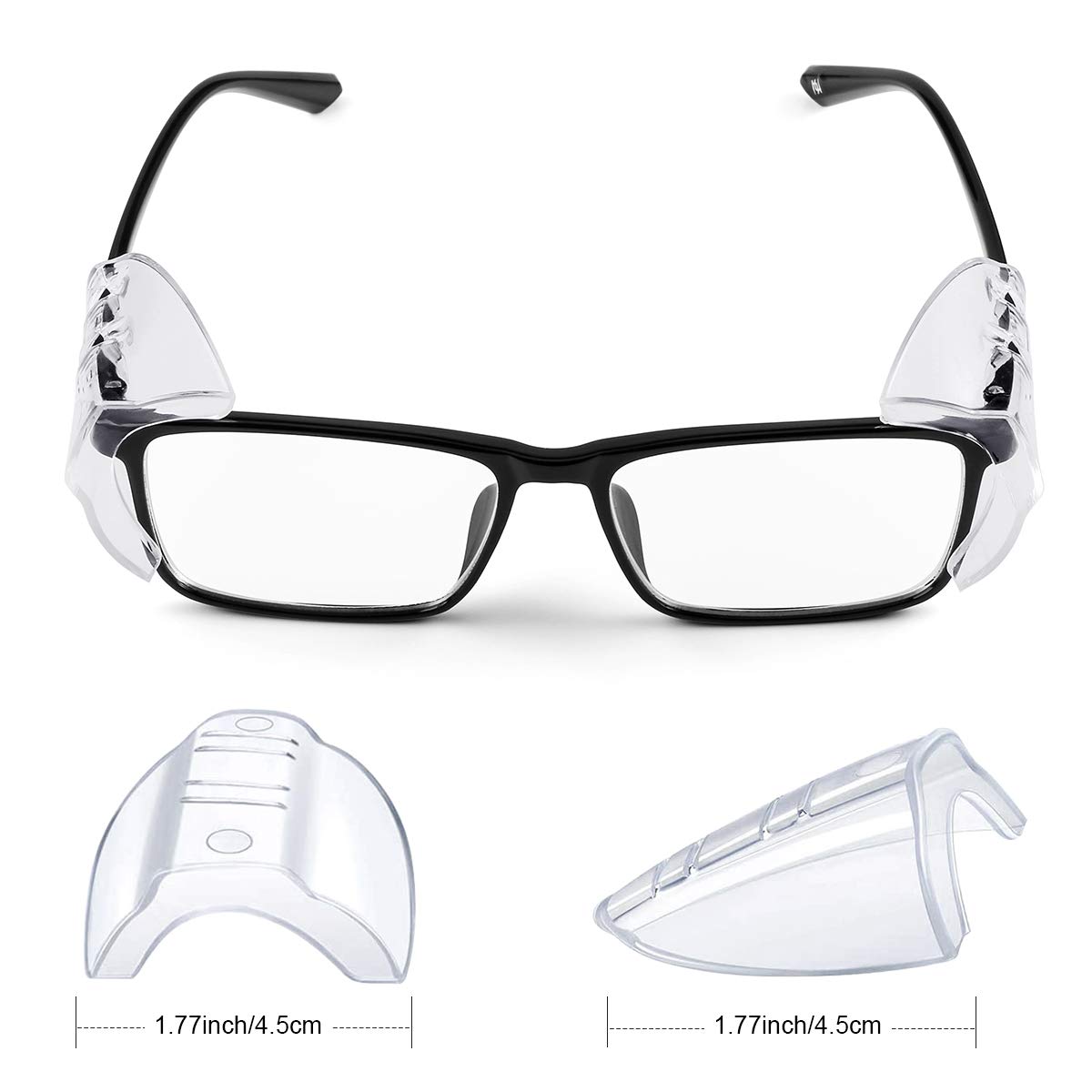 MELASA 12 Pairs Eye Glasses Side Shields, Flexible Slip on Side Shields for Safety Glasses Fits Small to Large Eyeglasses Universal