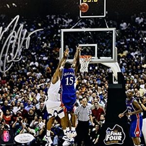 Mario Chalmers Autographed Kansas Jayhawks SHOT 8x10 Basketball Photo JSA COA