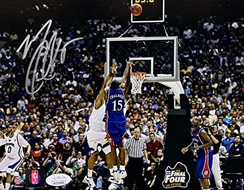 Mario Chalmers Autographed Kansas Jayhawks SHOT 8x10 Basketball Photo JSA COA