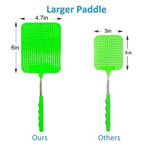 Dr. Dakota 4Pcs Telescopic Fly Swatters, 29in Long Heavy Duty Retractable Manual Plastic Fly Swatter, Premium Extendable Flyswatter with Long Stainless Steel Pole, Pack of 3 Assorted Colors