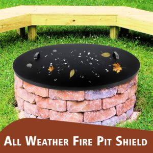 SIMOND STORE Fire Pit Cover Round, Snuffer Lid Ring Finish 38” inch Diameter, Drop-in Burner Fire Pit Pan Lid- 1.5 mm Thickness, Grill Fire Ring Lid with Handle…