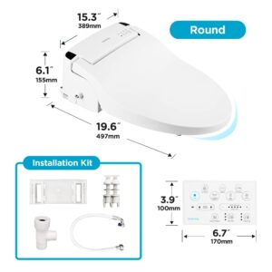 Blooming NB-R1260E Bidet Toilet Seat - Smart Toilet Seat with Stainless Steel Nozzle, Warm Water, Dryer, Heated Seat, Sittable Lid, LED Nightlight - White Elongated Attachment with Remote Control