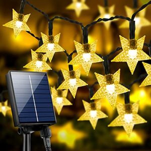 xvdoizo solar string lights outdoor, 100 led 40 ft solar powered star twinkle outdoor lights, 8 modes waterproof solar outdoor string lights, patio lights, for yard party, wedding(warm white)