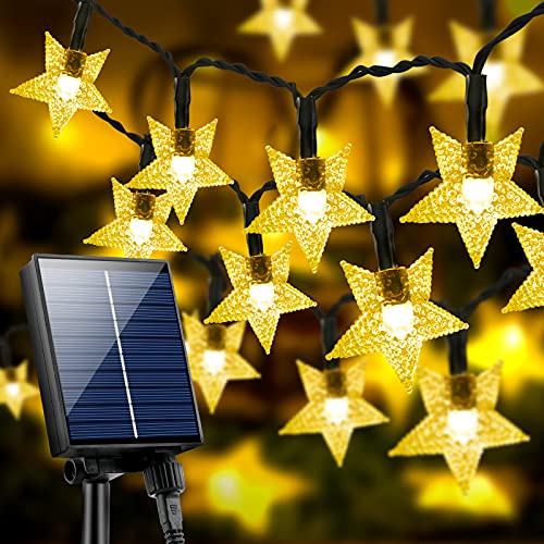 XVDOIZO Solar String Lights Outdoor, 100 LED 40 Ft Solar Powered Star Twinkle Outdoor Lights, 8 Modes Waterproof Solar Outdoor String Lights, Patio Lights, for Yard Party, Wedding(Warm White)