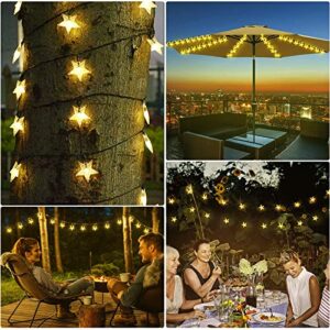 XVDOIZO Solar String Lights Outdoor, 100 LED 40 Ft Solar Powered Star Twinkle Outdoor Lights, 8 Modes Waterproof Solar Outdoor String Lights, Patio Lights, for Yard Party, Wedding(Warm White)