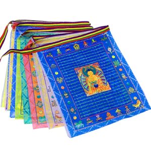 Tibetan Buddhist Prayer Flags Outdoor Meditation Flag-Traditional Pattern 40pcs Satin Wind Horse Lungta Prayer Flags,11x14 inches