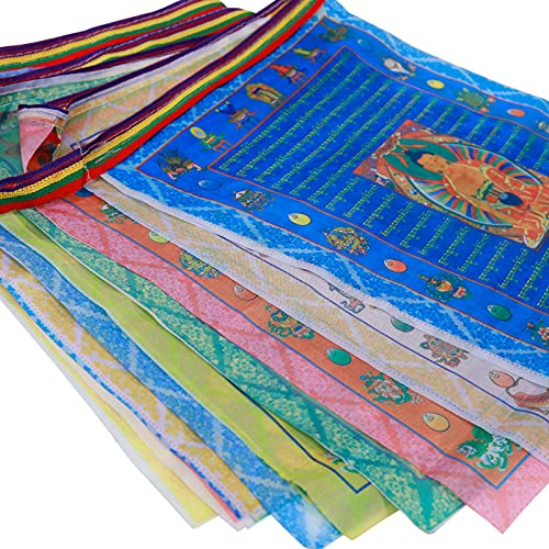 Tibetan Buddhist Prayer Flags Outdoor Meditation Flag-Traditional Pattern 40pcs Satin Wind Horse Lungta Prayer Flags,11x14 inches