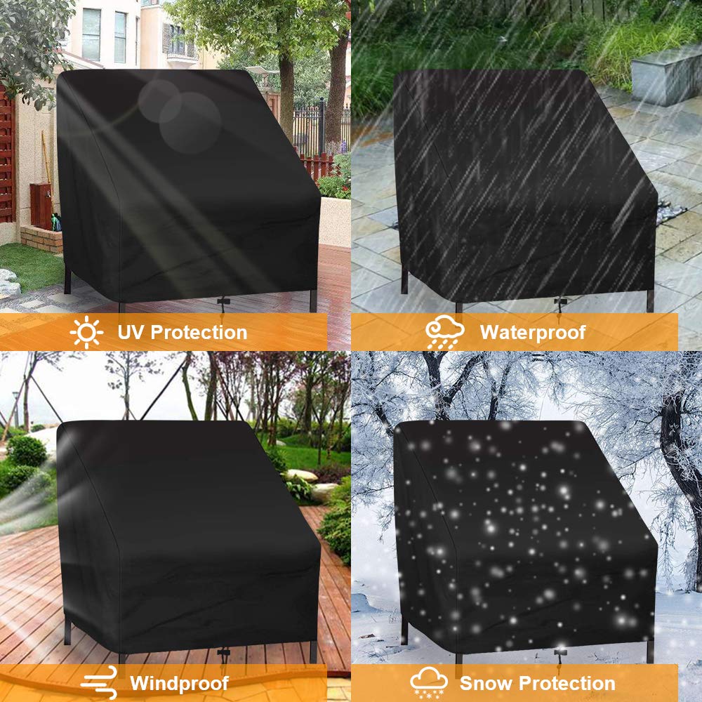 Uranshin Waterproof Outdoor Chair Covers, Outdoor Patio Furniture Covers Rocking Chair 210D, Lounge Deep Chair Covers Outdoor Stack Chairs for All Weather Protection, 37.8" W x 30.7" D x 28.74" H