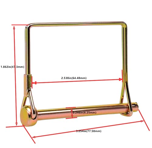 10 Pieces 1/4 Inch Wire Lock Pin, Trailer Coupler Pin,Hitch pin,Heavy Duty Safety Coupler Pin Shaft Locking Pin for Farm Trailers Wagons Lawn Garden(Square, Gold)