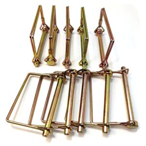 10 Pieces 1/4 Inch Wire Lock Pin, Trailer Coupler Pin,Hitch pin,Heavy Duty Safety Coupler Pin Shaft Locking Pin for Farm Trailers Wagons Lawn Garden(Square, Gold)