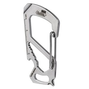 keyunity ks00 carabiner clip multitool stainless steel 7 tools in 1 | quick release clasp | wrench | philips screwdriver | slotted screwdriver | bottle opener | ruler | key holder (silver)