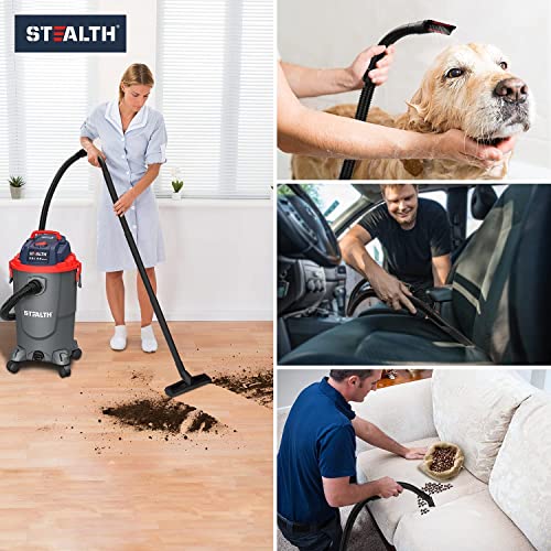 Stealth Wet Dry Vacuum Cleaner 8 Gallon, 5.5 Peak HP Shop Vacuum with Blower & Drain Port for Home, Garage, Car, Workshop, ECV08P1