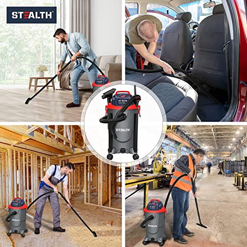 Stealth Wet Dry Vacuum Cleaner 8 Gallon, 5.5 Peak HP Shop Vacuum with Blower & Drain Port for Home, Garage, Car, Workshop, ECV08P1