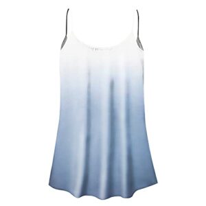 wodceeke Women's Summer Tank Sleeveless Sling Gradient T-shirt Casual Loose Solid color Tops (Blue,XXXL)