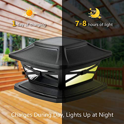 Davinci Lighting Flexfit Solar Outdoor Post Cap Lights - Includes Bases for 4x4 5x5 6x6 Wooden Posts - Bright LED Light - Slate Black (4 Pack)