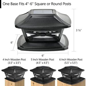 Davinci Lighting Flexfit Solar Outdoor Post Cap Lights - Includes Bases for 4x4 5x5 6x6 Wooden Posts - Bright LED Light - Slate Black (4 Pack)